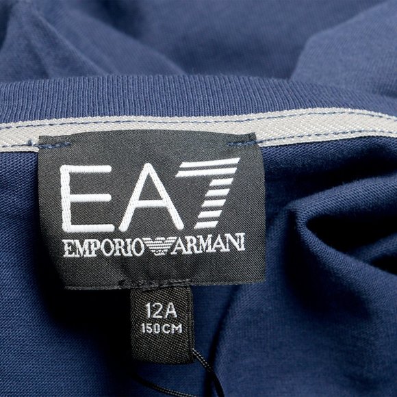 Emporio Armani EA7 Boys Navy Blue Short Sleeve Logo Print Crewneck T-Shirt - Picture 5 of 7